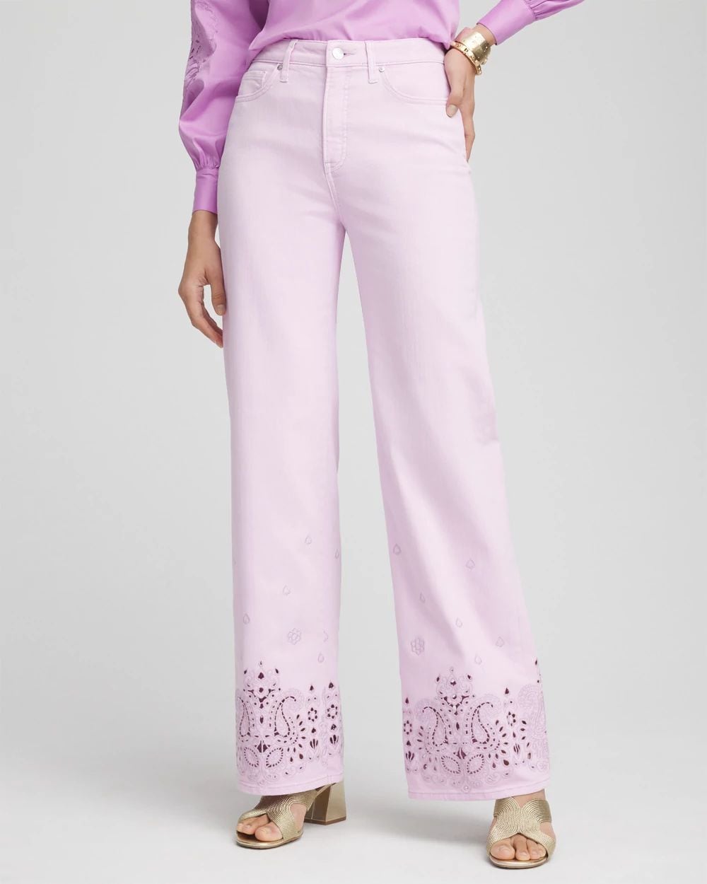 Lavender Eyelet High-Rise Jeans | Chico's
